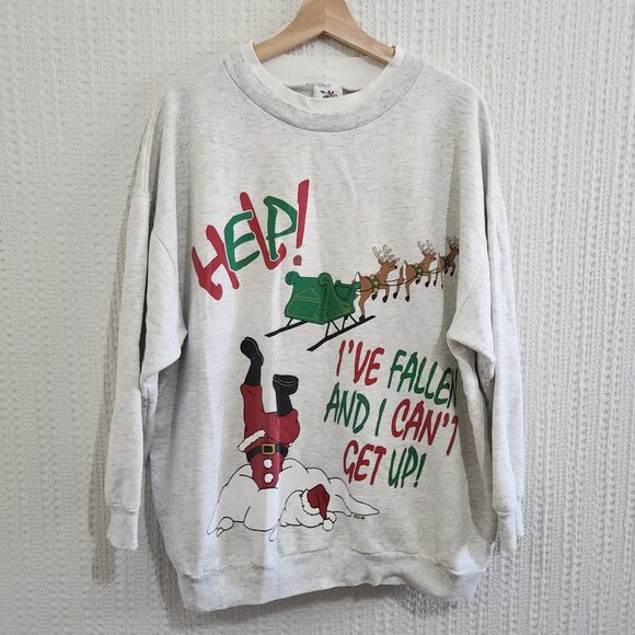 Vintage Nut Cracker Gray Ugly Christmas Sweater Santa Women's Plus Size 1X - Picture 1 of 13